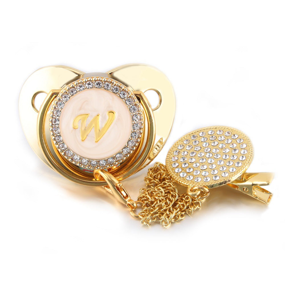 Sucette  Tétine & Attache Tétine Or Initiale - Babystyle™