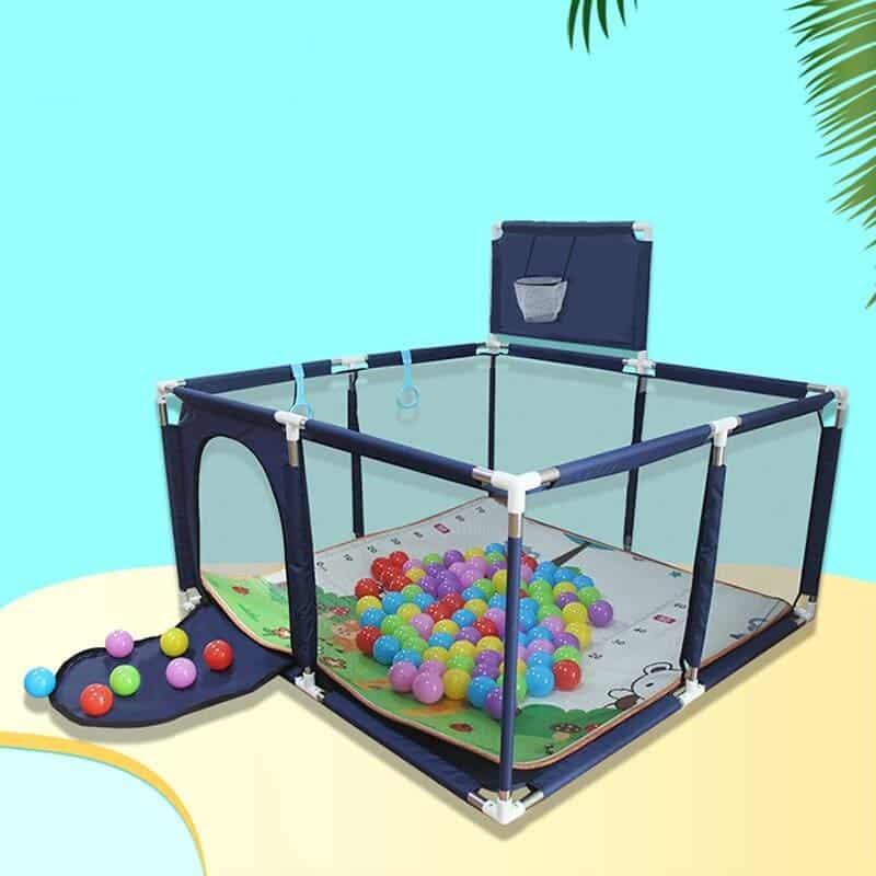 Children's playground with basketball hoop