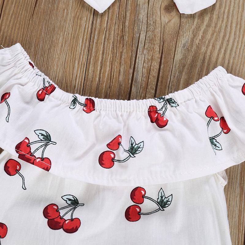Cherry print bodysuit and headband set