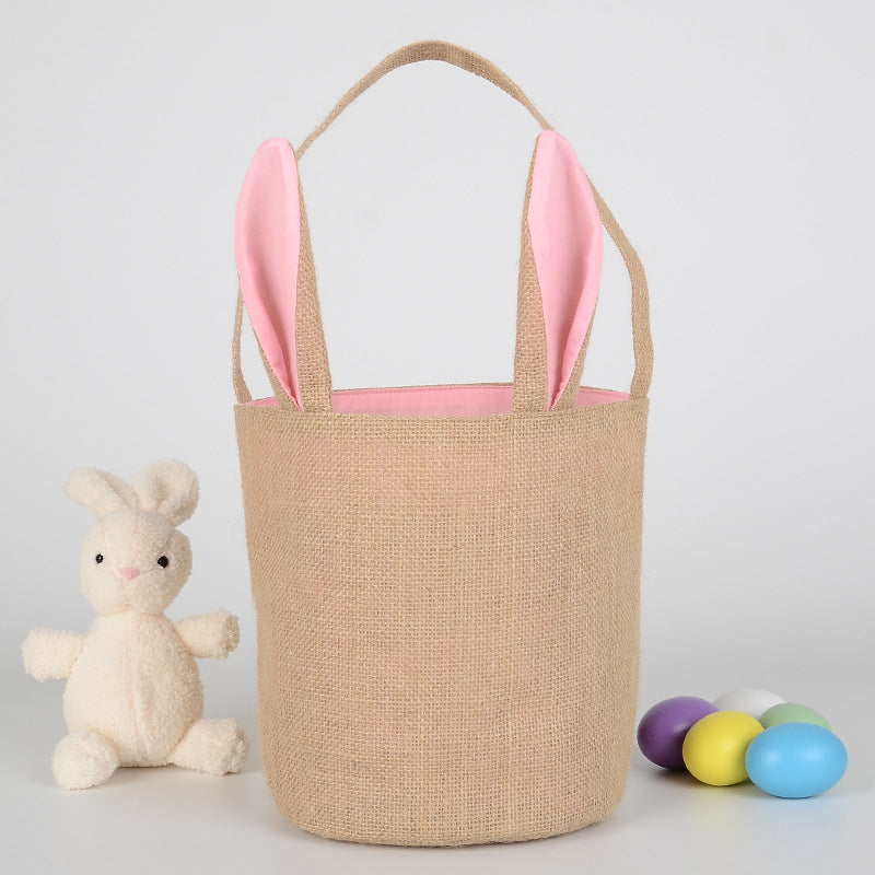 Easter Jute Basket Rabbit Ear