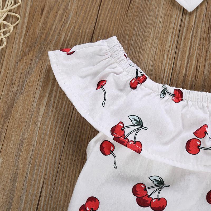 Cherry print bodysuit and headband set