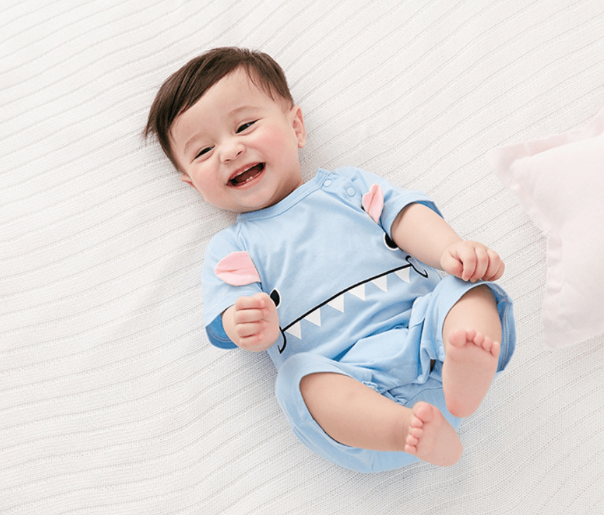 Grenouillère pour bébé bleue et rose