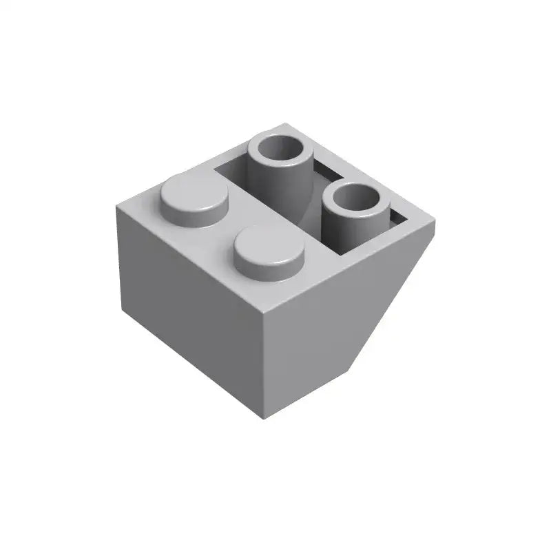 Briques lego 2x2 grises avec deux tenons ronds et deux trous cylindriques pour lego 2x2 pente inversée