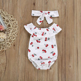 Cherry print bodysuit and headband set