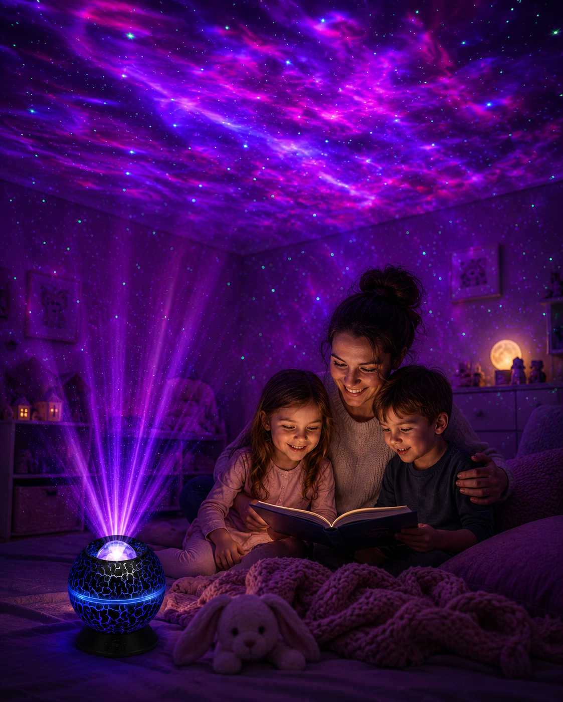 Dinosaur Egg LED Projector Night Light with White Noise for Kids' Bedroom - PROJECT NIGHT