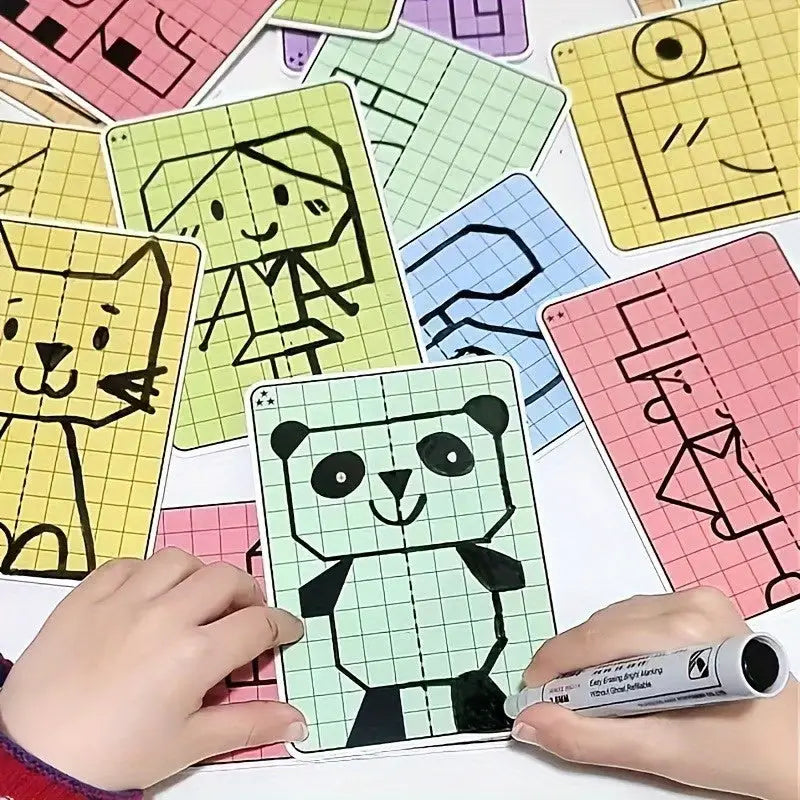 30 Symmetrical Grid Drawings for Kids
