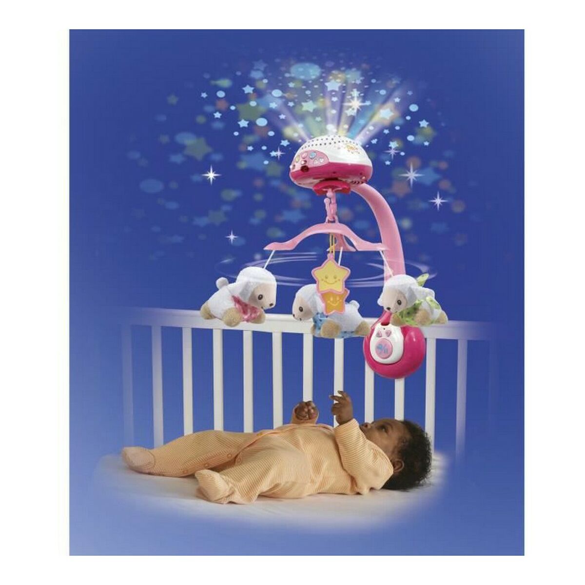 Vtech Baby Sheep Count Pink Plastic Baby Cot Toy