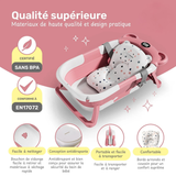 Baignoire Bébé Pliable avec Coussin et Thermomètre