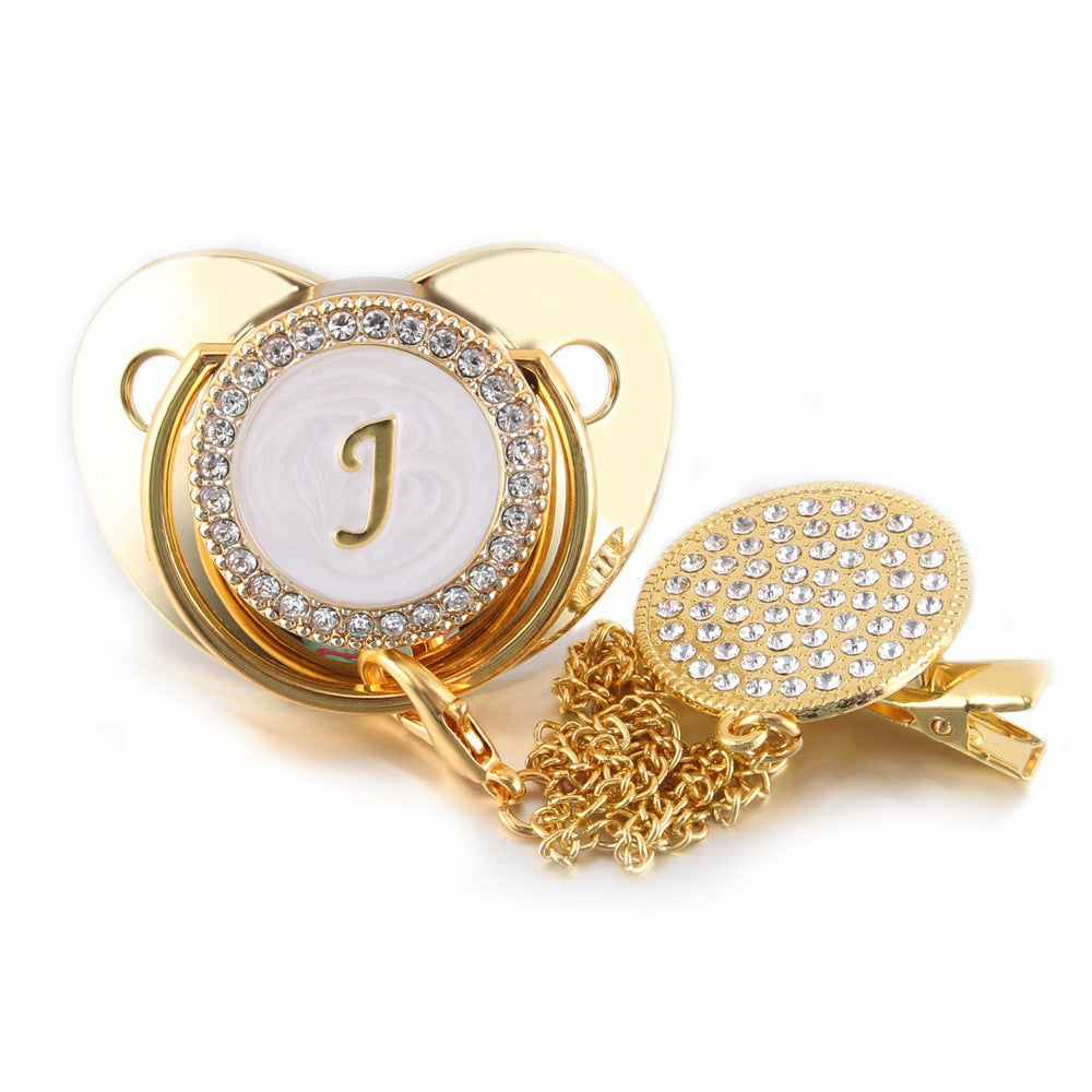 Sucette  Tétine & Attache Tétine Or Initiale - Babystyle™