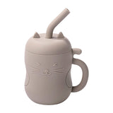Tasse d’apprentissage Bébé en Silicone avec Paille - Chat