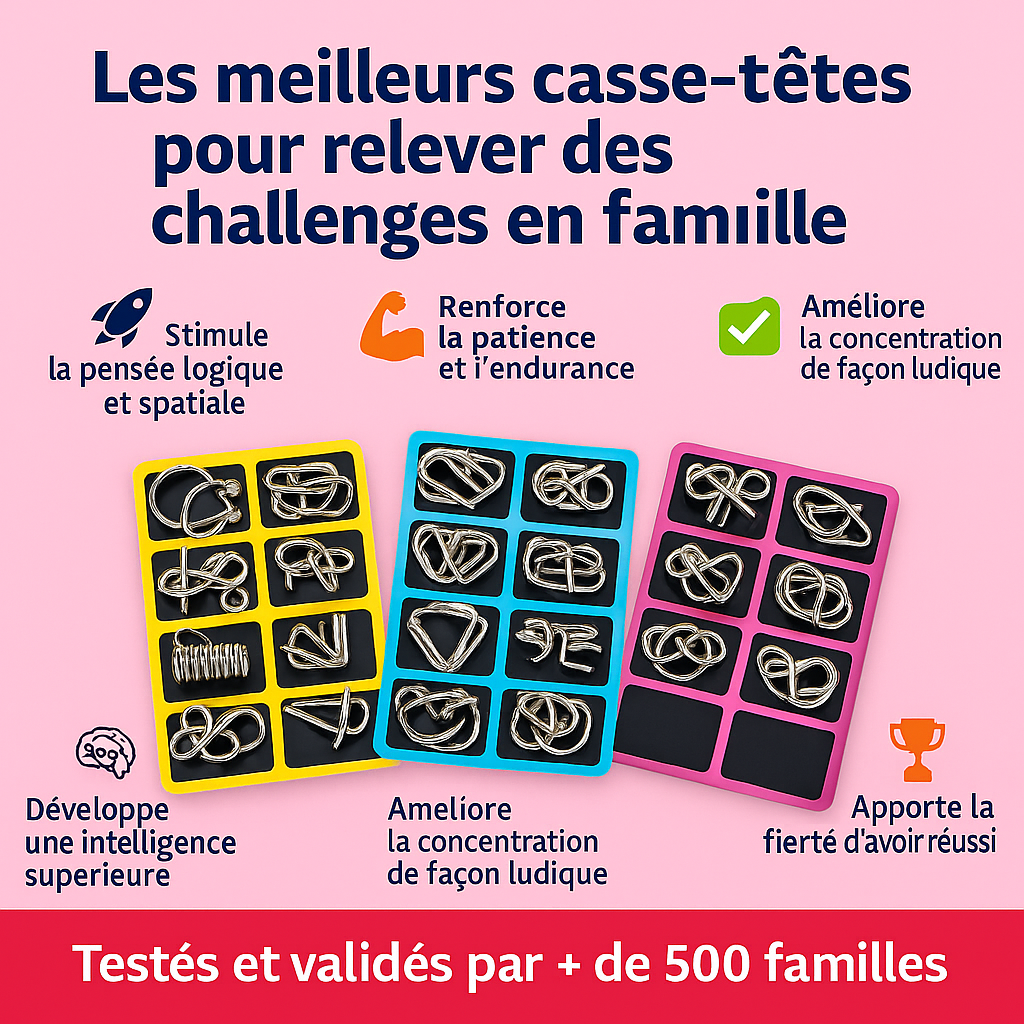 Pack de 8 Casses-têtes Montessori - KIDS BRAIN (3 ACHETÉS + 1 GRATUIT)