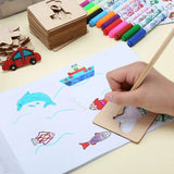 42 stencil Montessori in legno per bambini