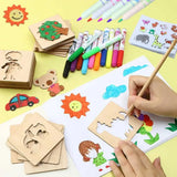 42 stencil Montessori in legno per bambini