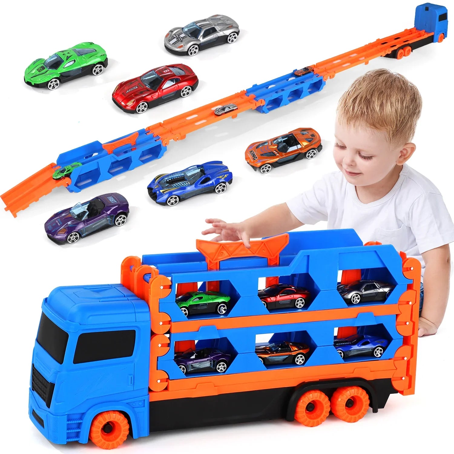 Camion Trasportatore Auto con Pista da Corsa