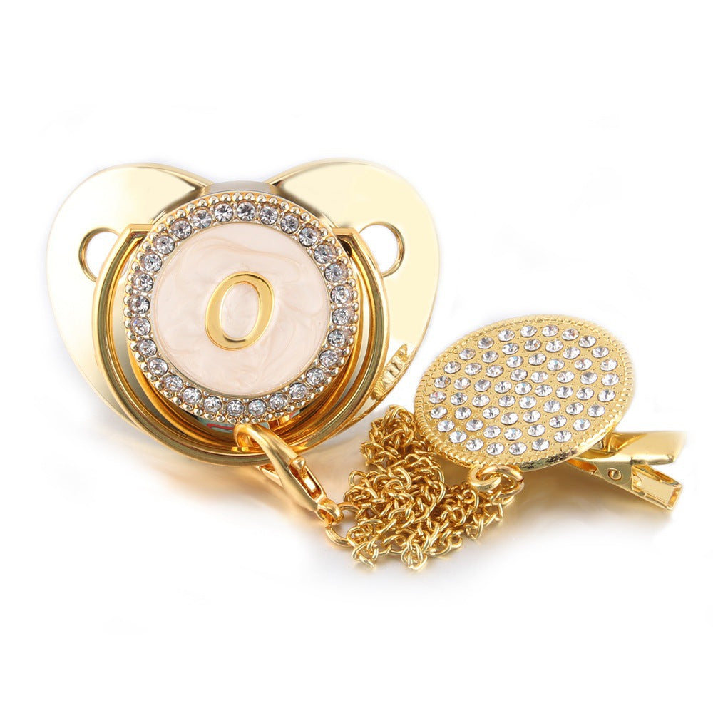 Sucette  Tétine & Attache Tétine Or Initiale - Babystyle™