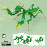 Modèle de mante en blocs plastique vert et vert citron lego moc insectes forêt insectes forêt