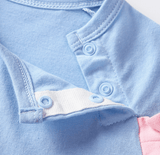 Grenouillère pour bébé bleue et rose