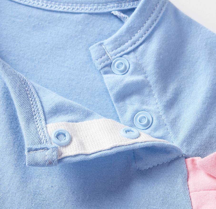 Grenouillère pour bébé bleue et rose