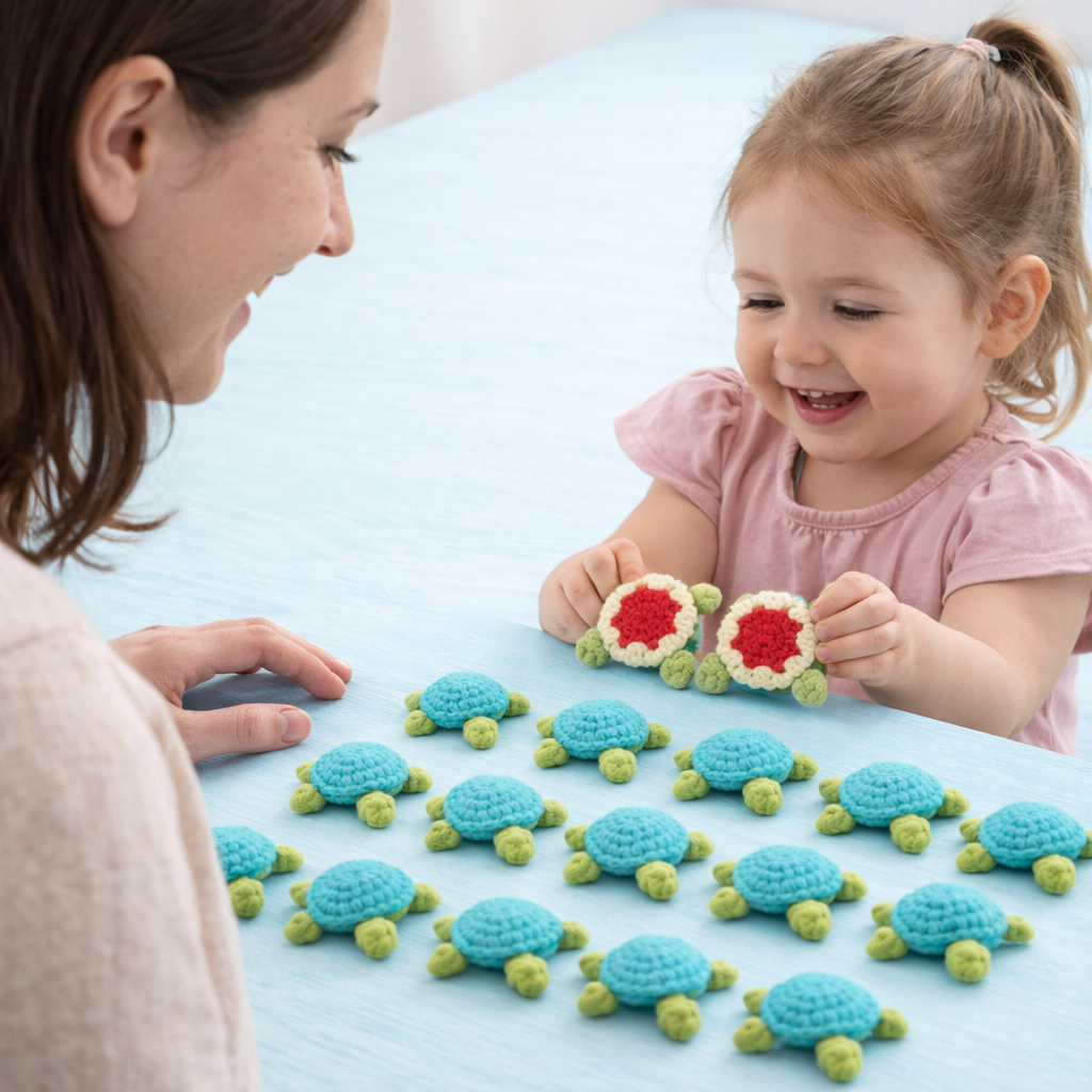 TURTLE MEMORY - Crocheted turtle memory game to make