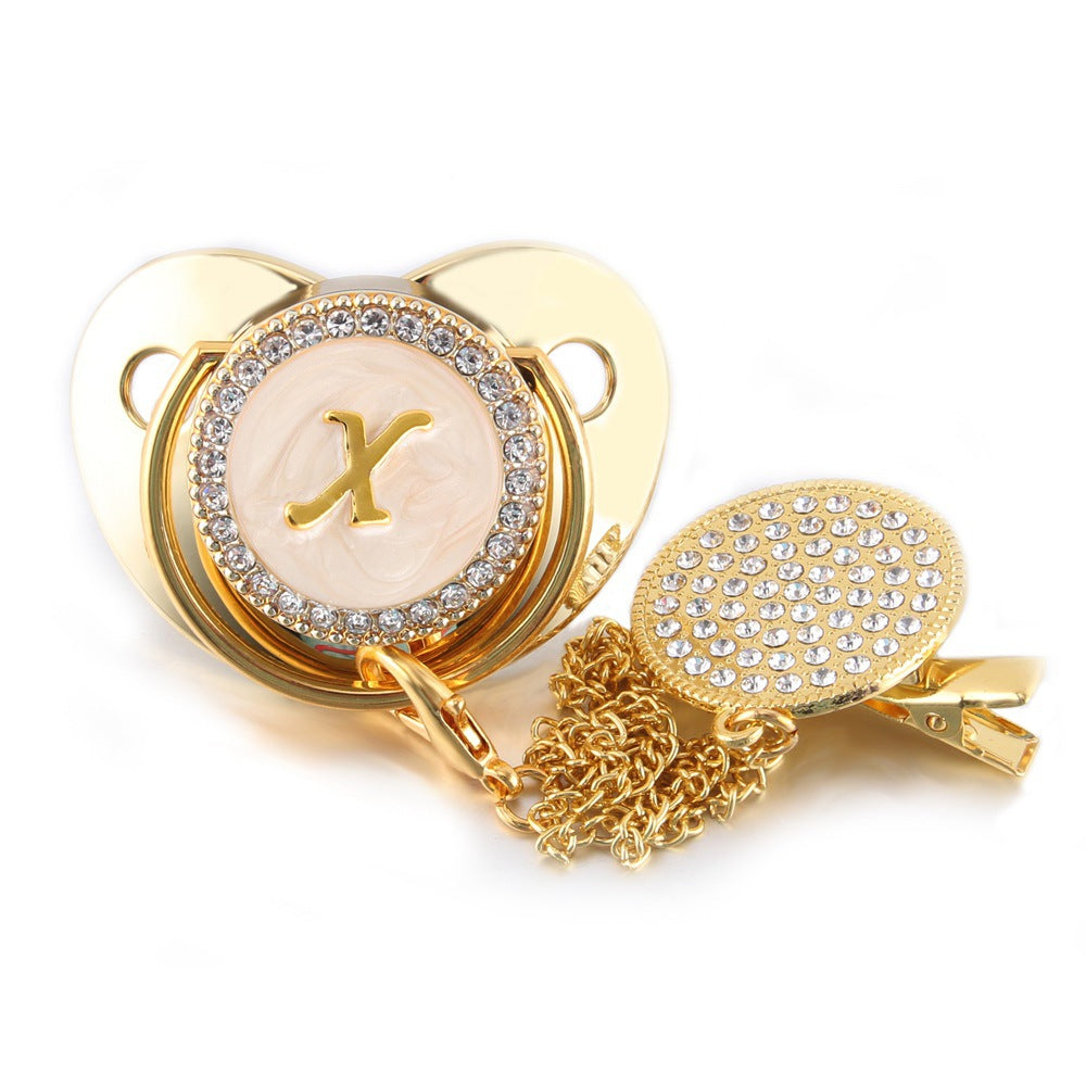 Sucette  Tétine & Attache Tétine Or Initiale - Babystyle™