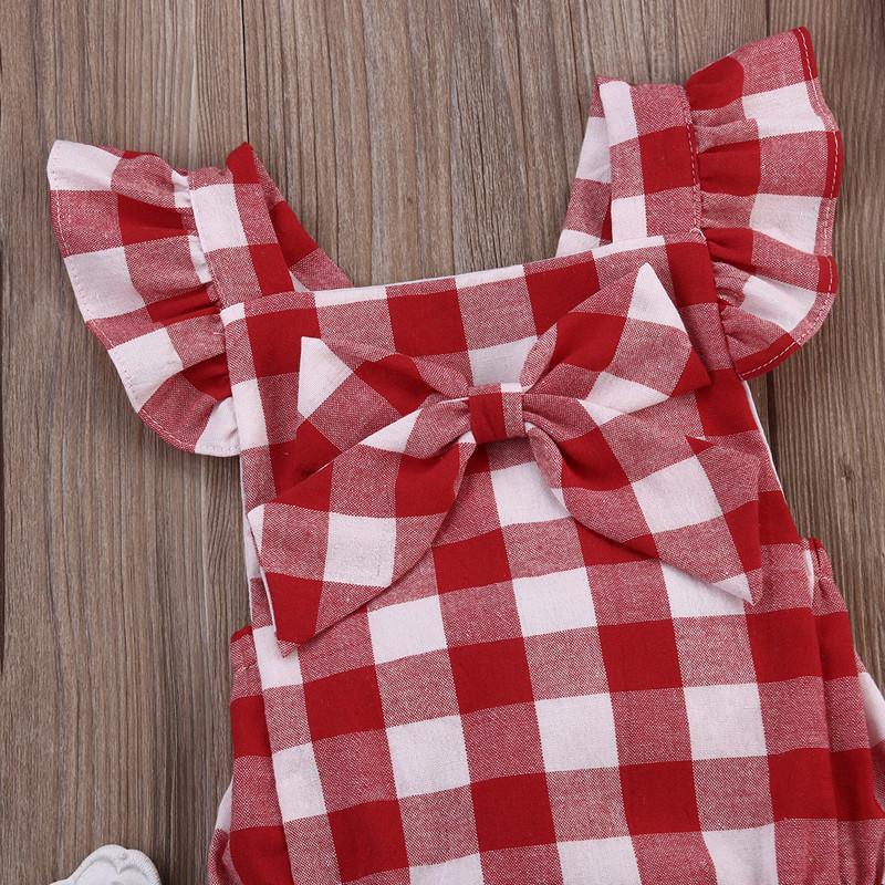 Body rouge à carreaux avec nœud de papillon