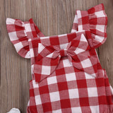 Body rouge à carreaux avec nœud de papillon