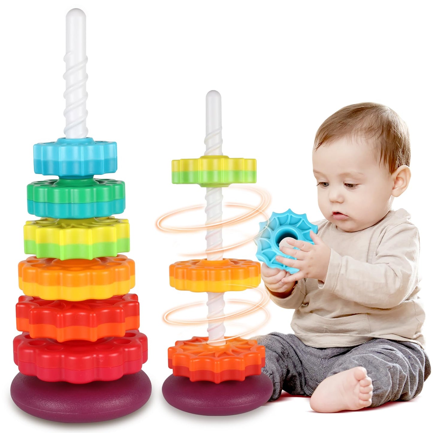 Torre a Spirale Rotante Impilabile per Bambini