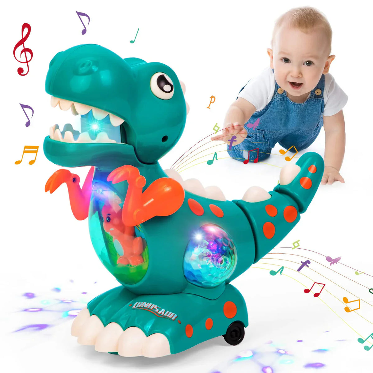 Giocattolo Dinosauro Musicale Strisciante per Bambini