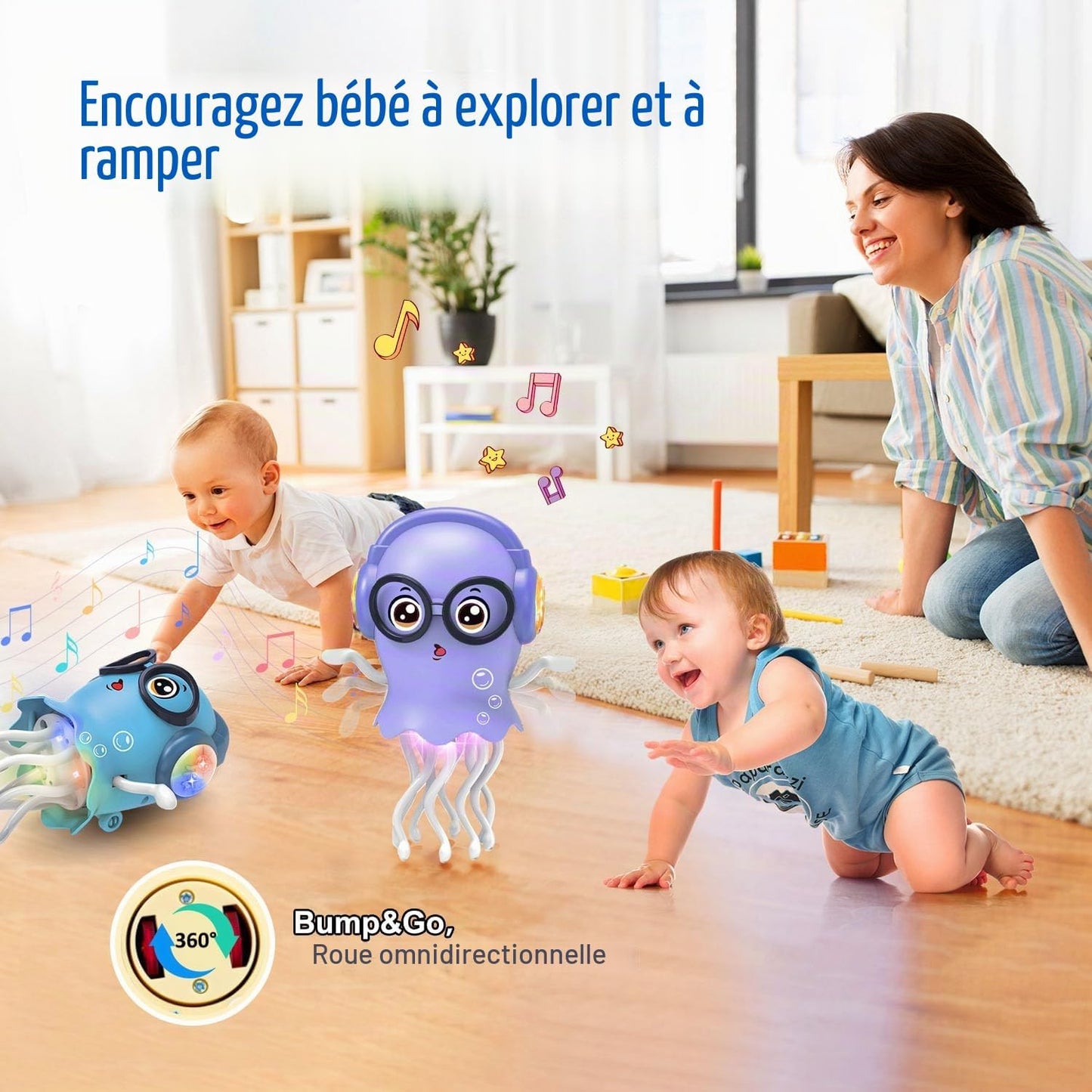 Popi la Pieuvre - 🐙 Le jouet qui fait rire bébé à tous les coups + EBOOK GRATUIT: "20 différentes façons de jouer avec Popi"