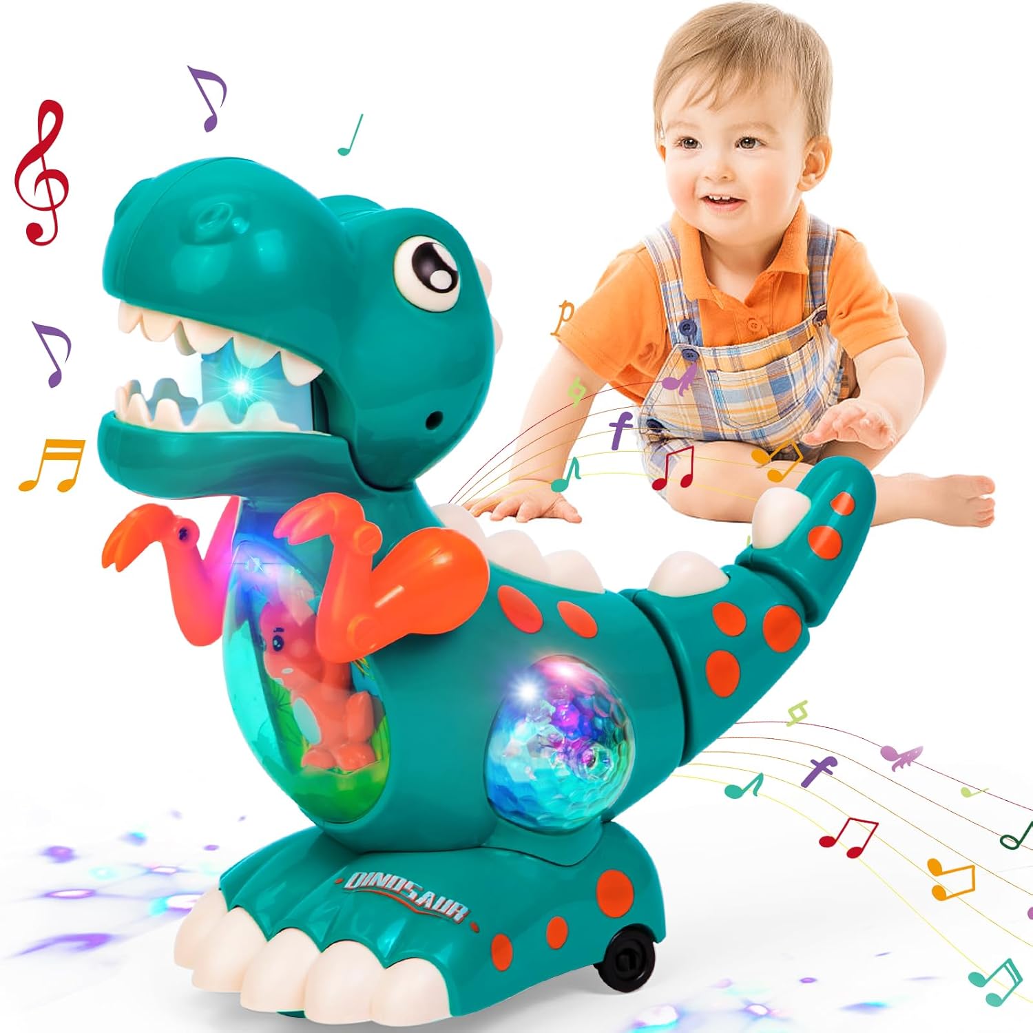 Giocattolo Dinosauro Musicale Strisciante per Bambini