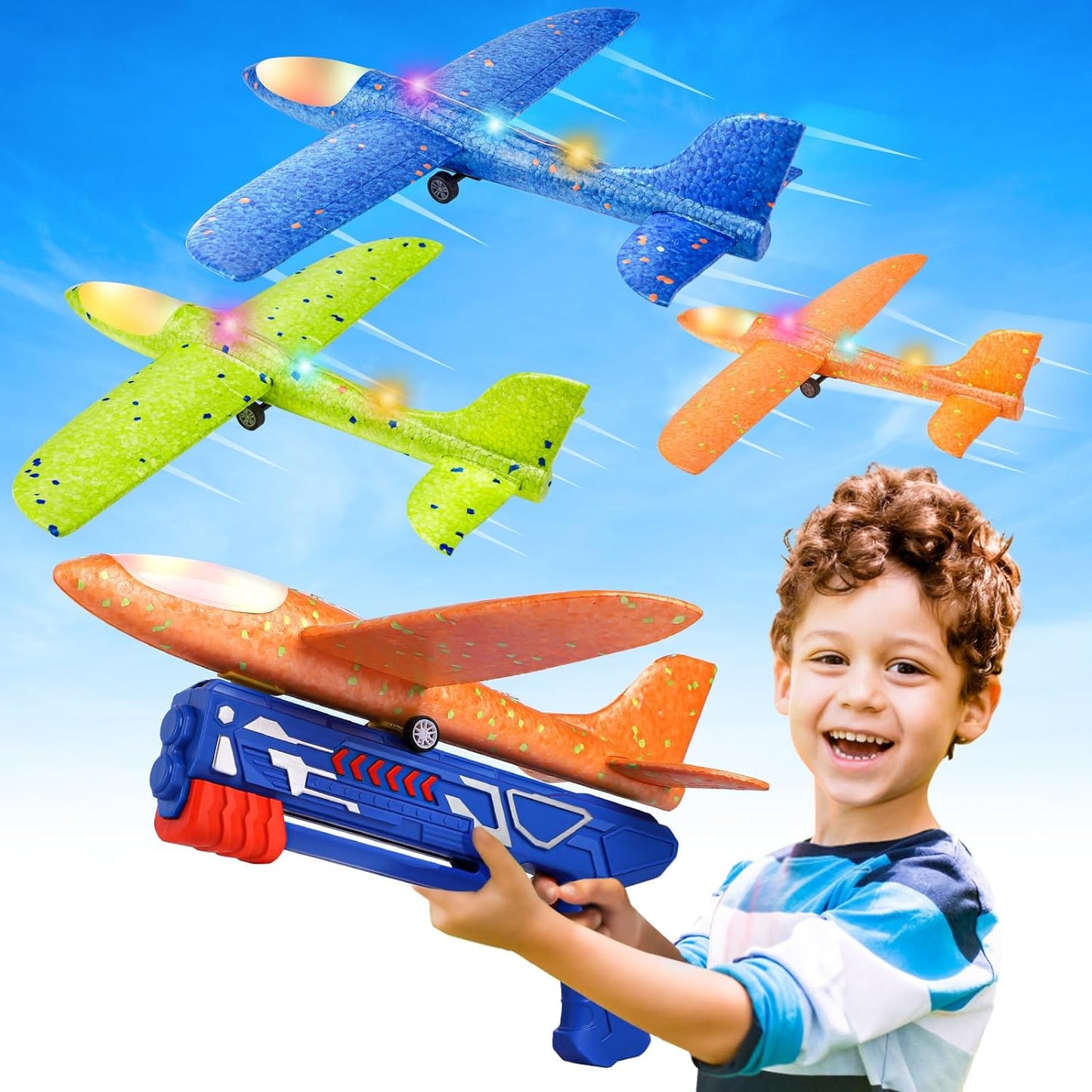 Aereo in polistirolo con pistola lanciatore