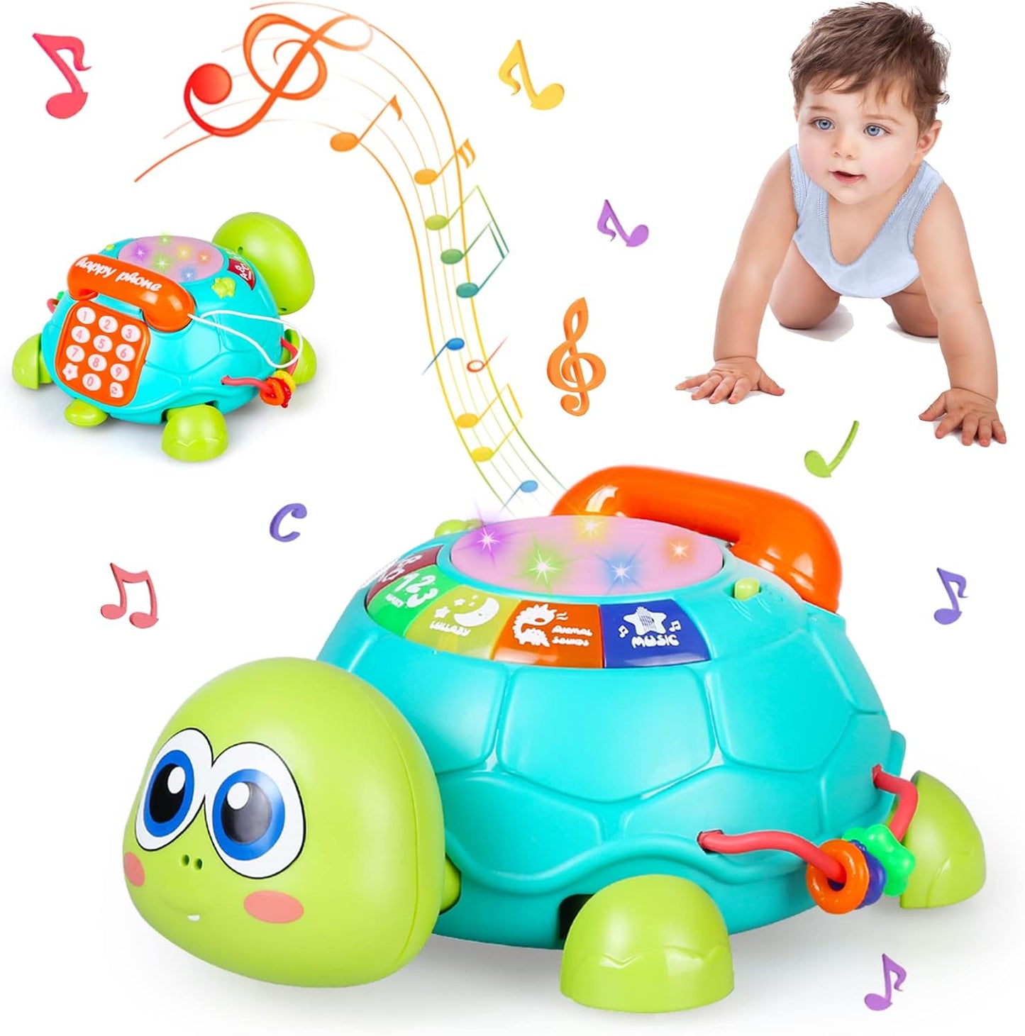 Giocattolo Tartaruga Musicale per Neonati con Telefono