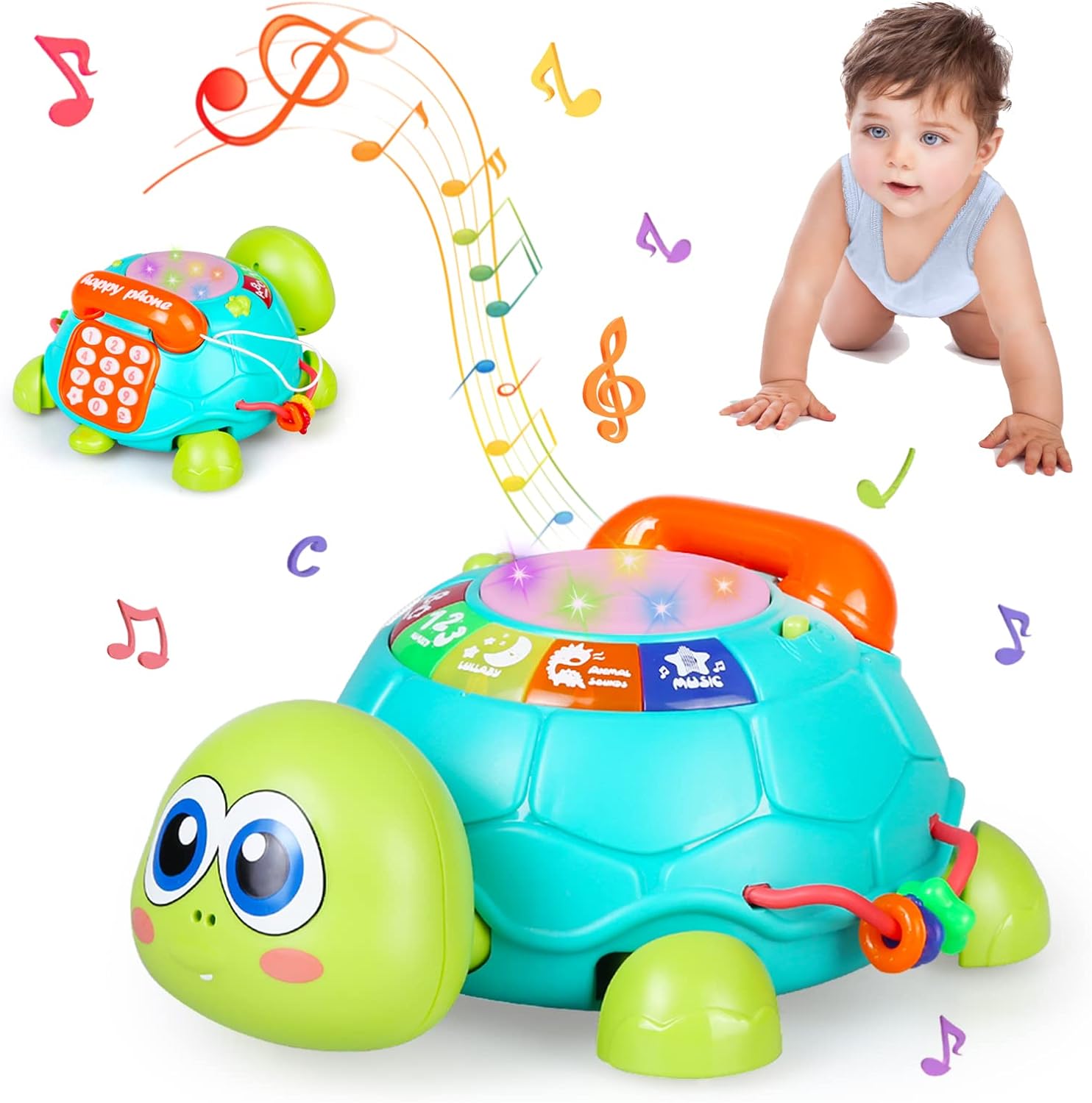 Giocattolo Tartaruga Musicale per Neonati con Telefono
