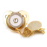 Sucette  Tétine & Attache Tétine Or Initiale - Babystyle™