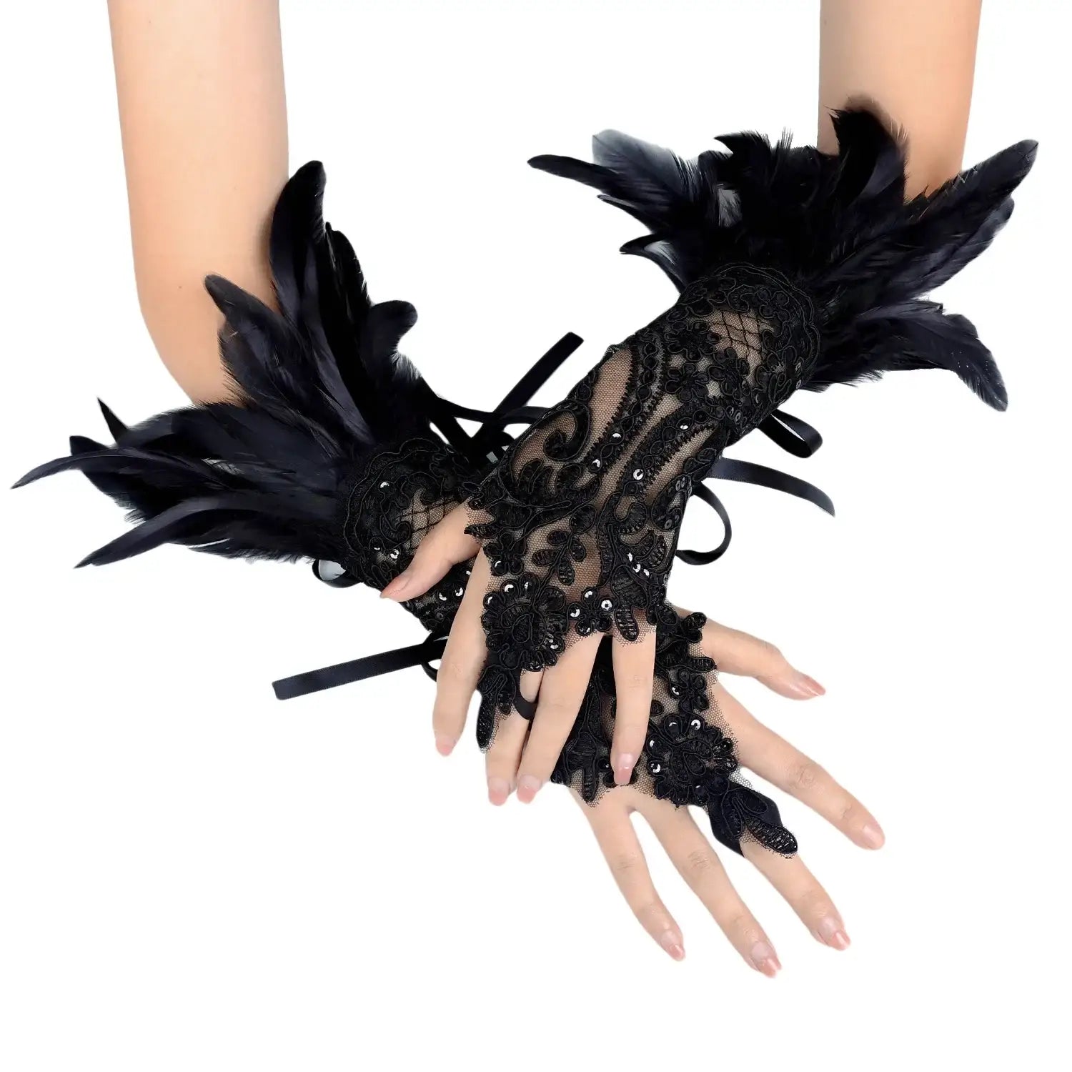 Feather Gloves Masquerade
