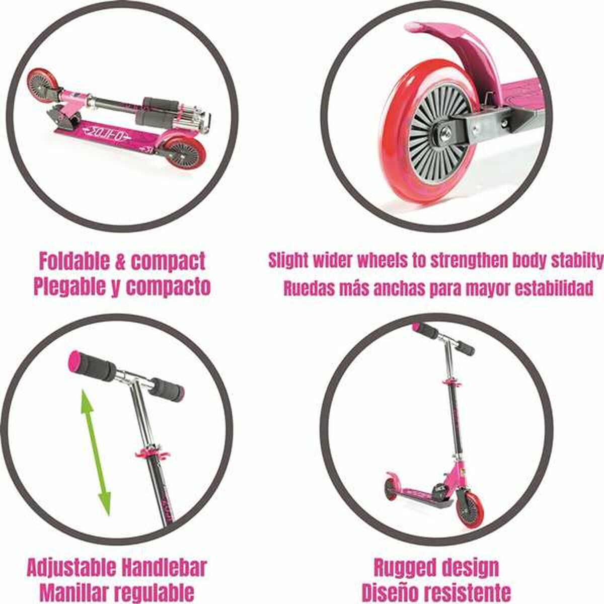 Monopattino Moltó Rosa 72-77 cm