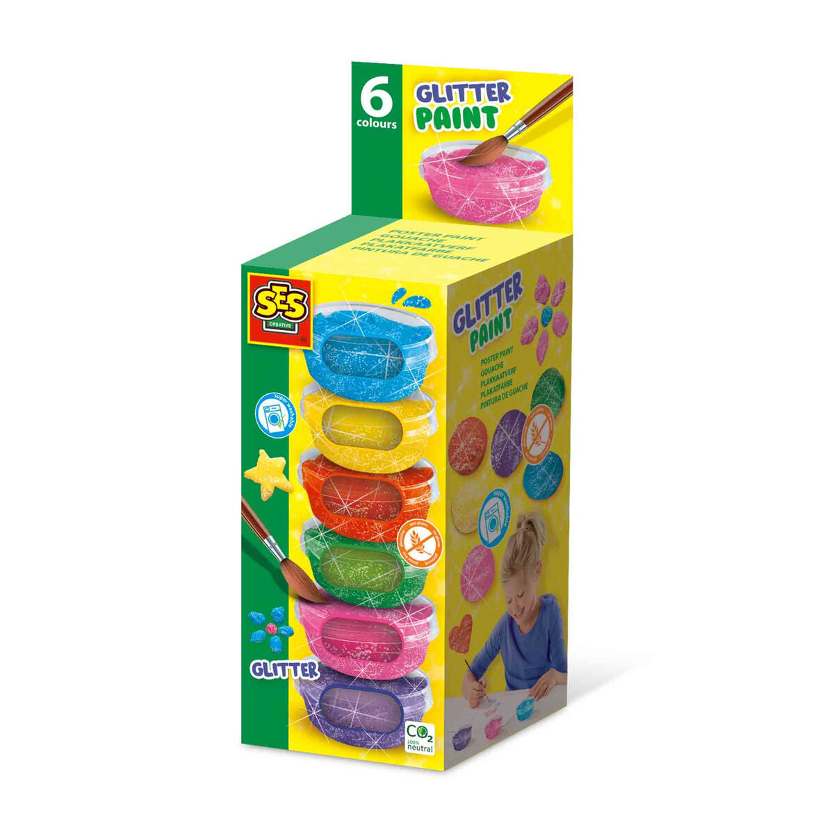 Kit Disegno SES Creative Glitter Gouache (6 Pezzi)