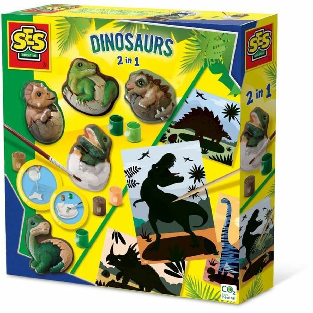 Set da disegno SES Creative 2 in 1 Dinosauri