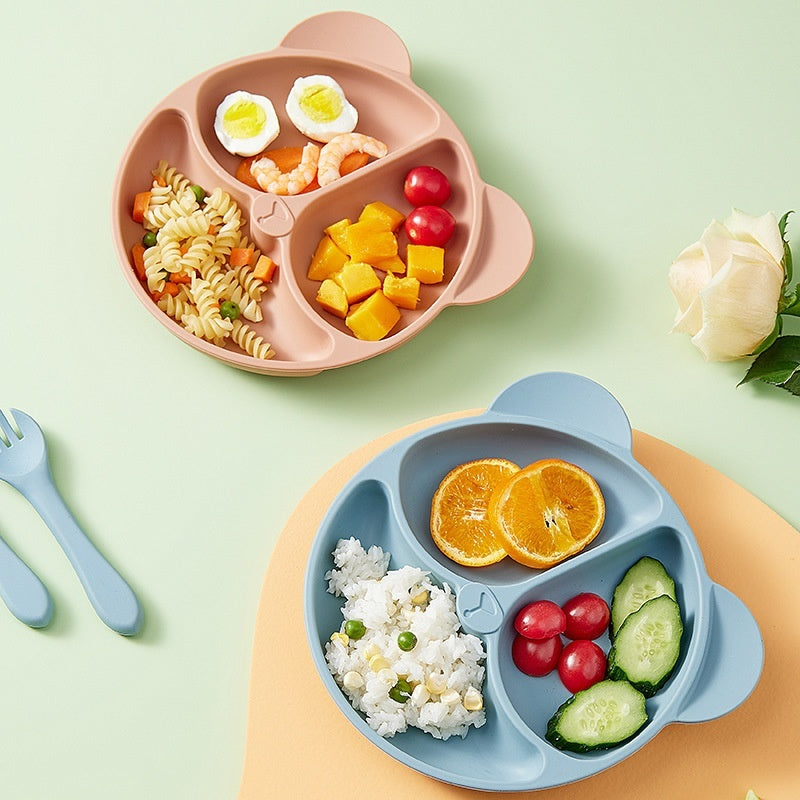 Assiette Bébé Ventouse avec Compartiments - Ours