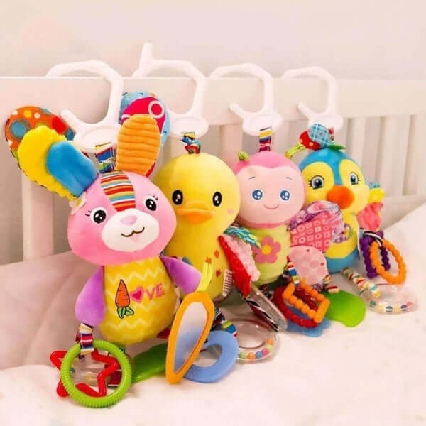 Giocattolo attività da passeggino in morbido peluche (Animale sensoriale sospeso)