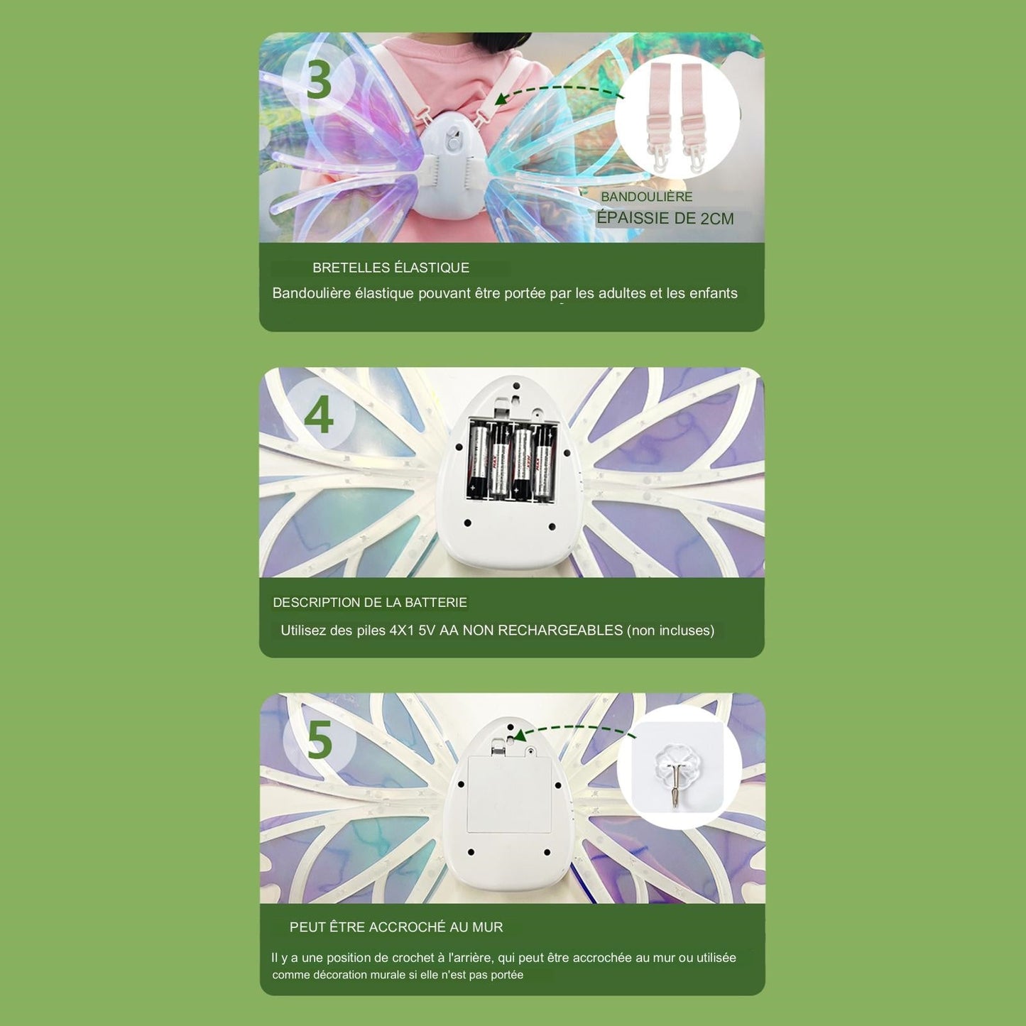 Ailes de papillon Lumineuses pour Filles