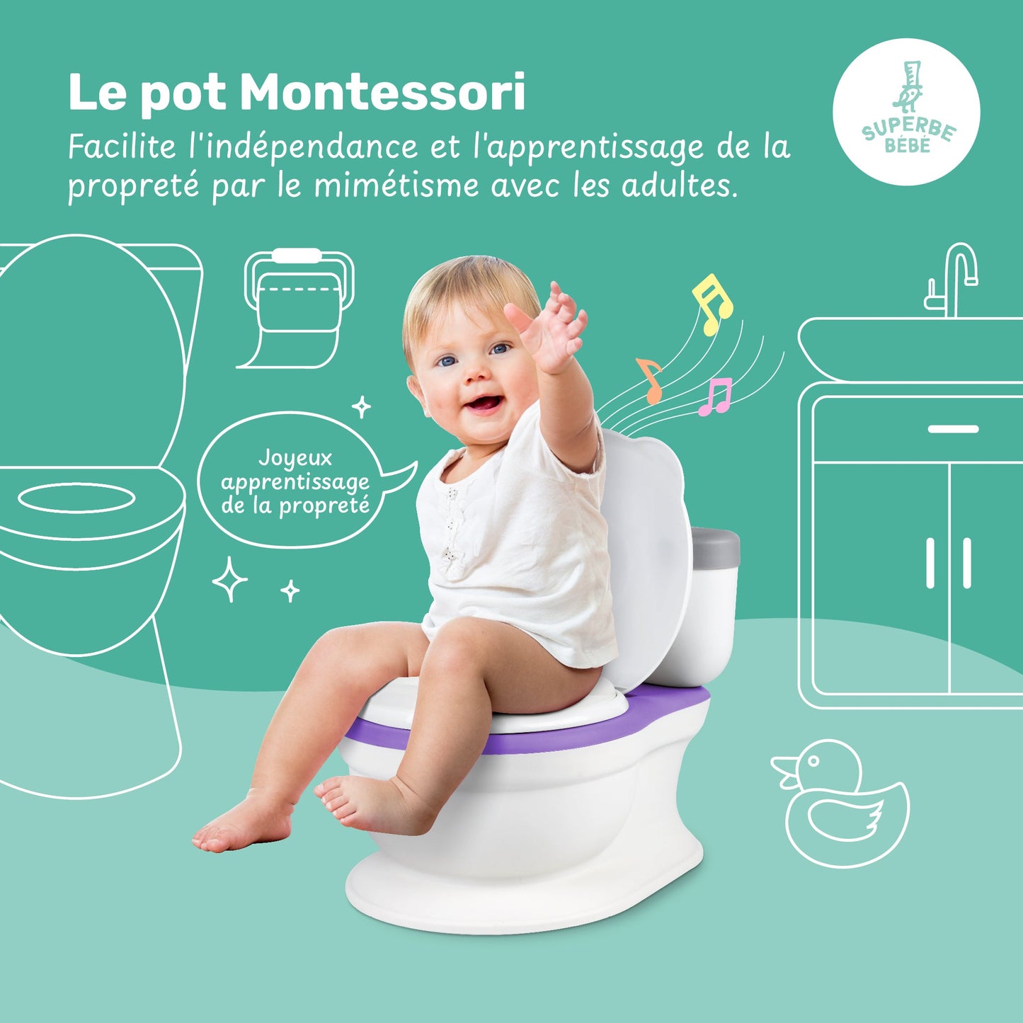 Pot d'apprentissage de la propreté avec bruit de chasse