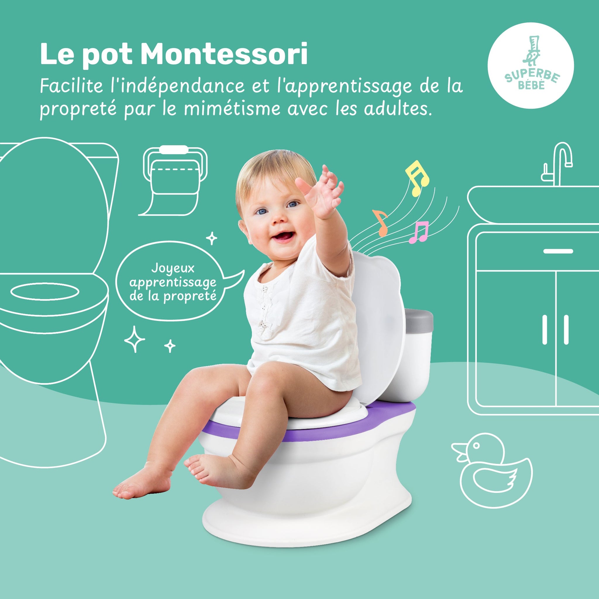 Pot d'apprentissage de la propreté avec bruit de chasse