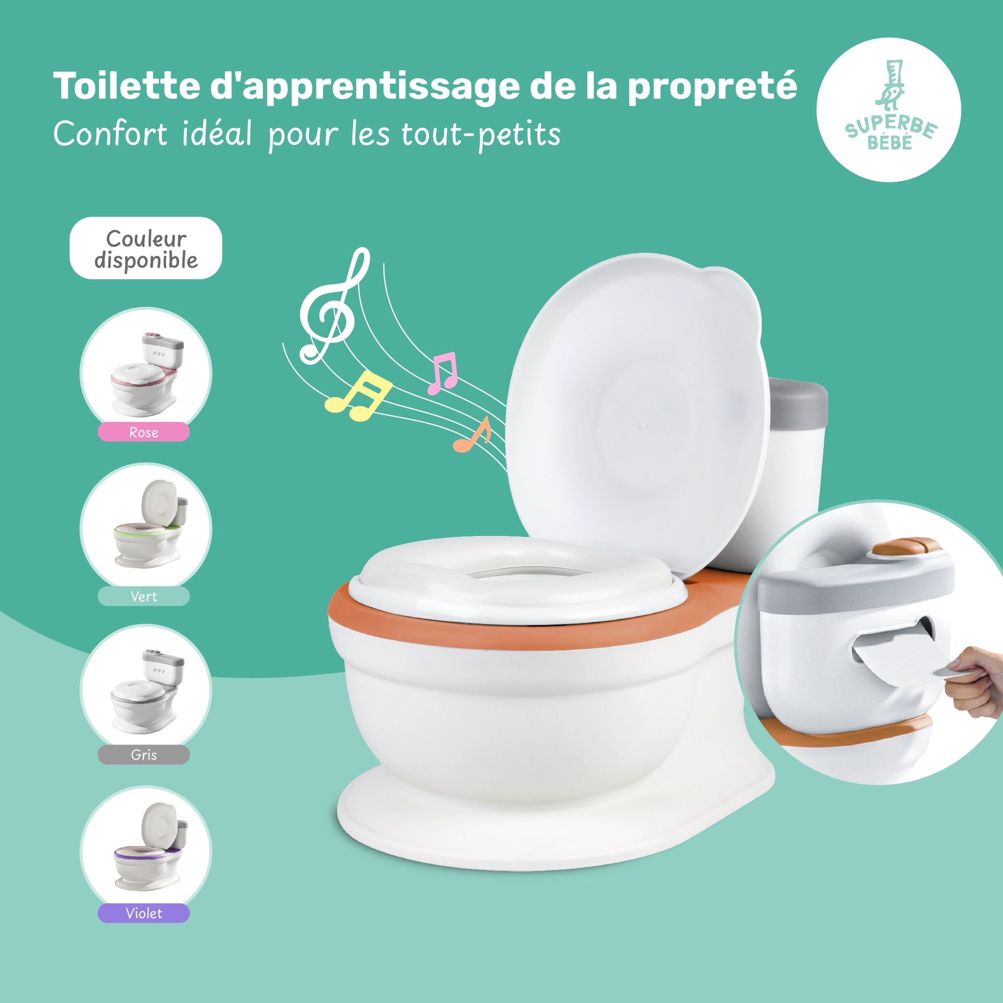 Pot d'apprentissage de la propreté avec bruit de chasse