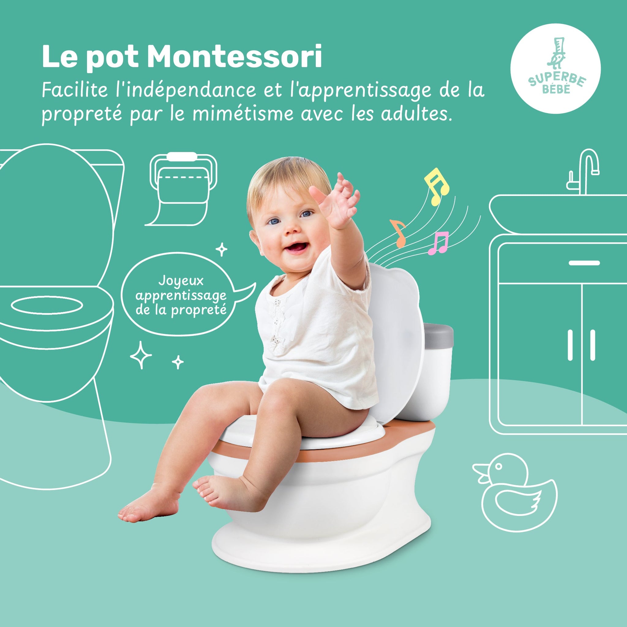 Pot d'apprentissage de la propreté avec bruit de chasse