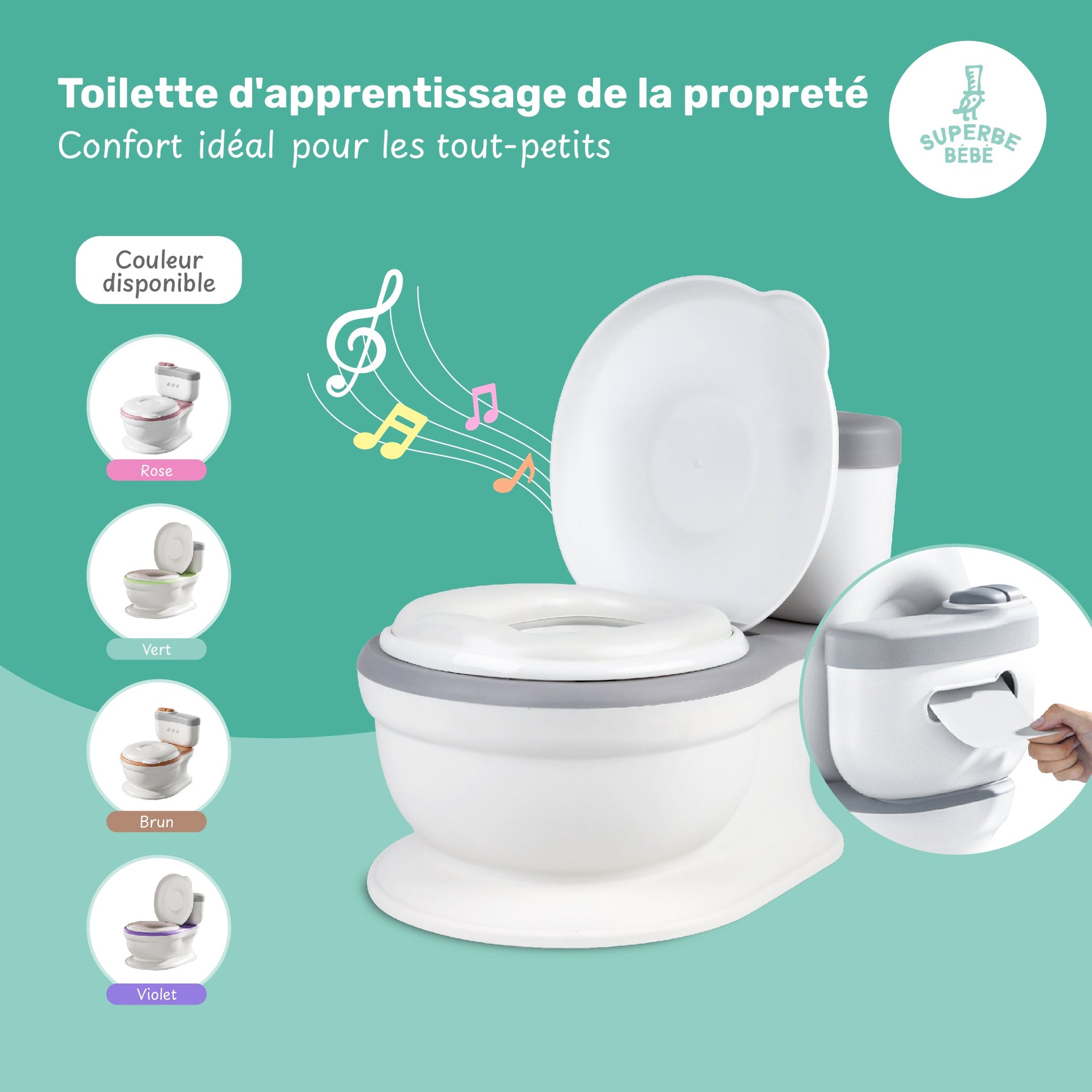 Pot d'apprentissage de la propreté avec bruit de chasse