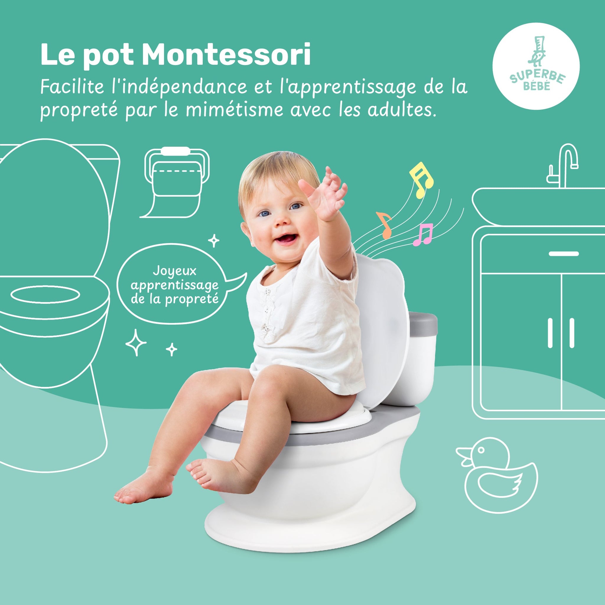 Pot d'apprentissage de la propreté avec bruit de chasse