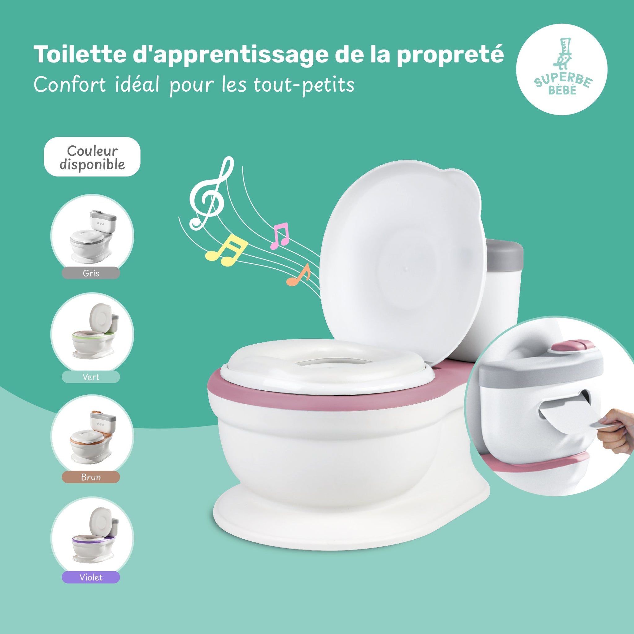 Pot d'apprentissage de la propreté avec bruit de chasse