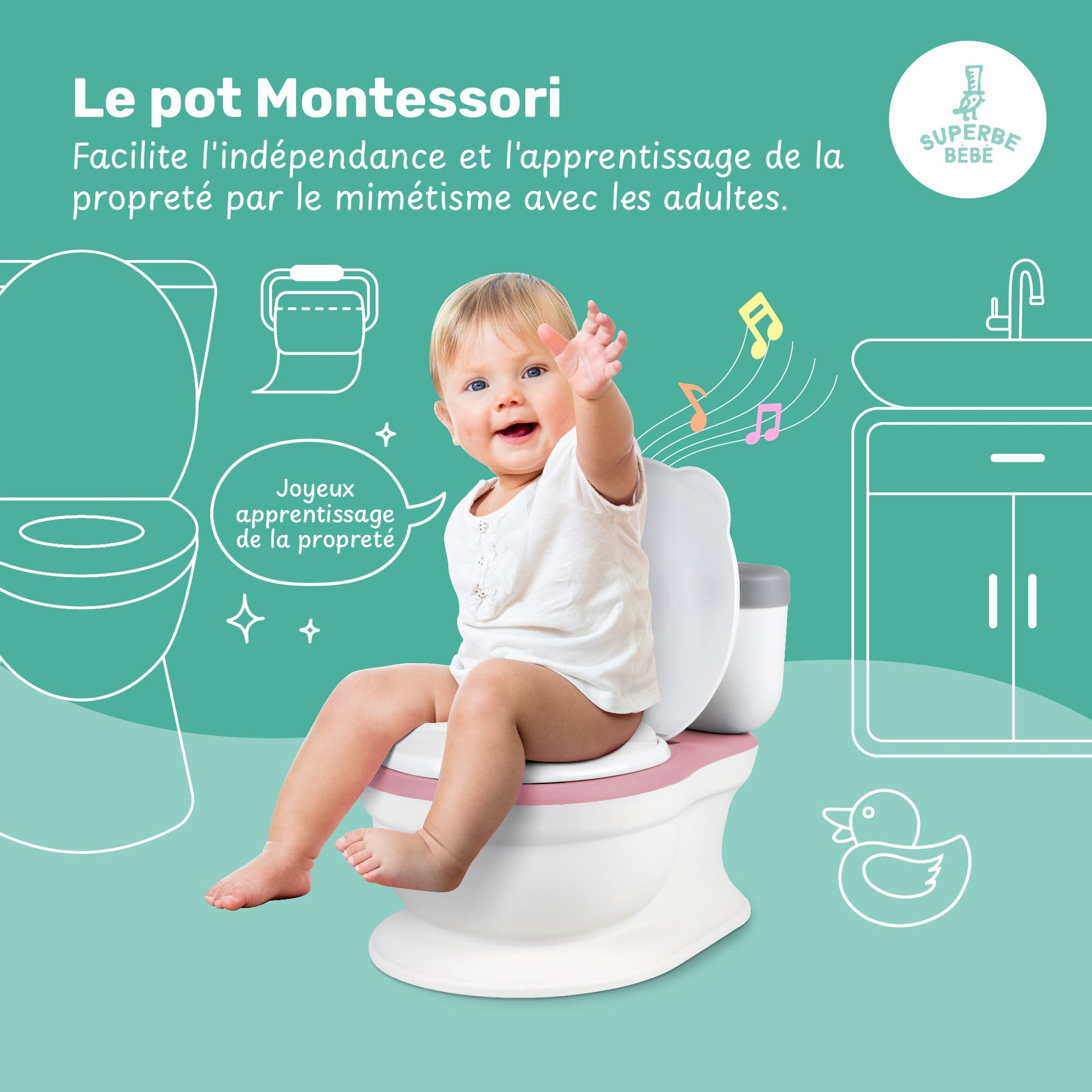Pot d'apprentissage de la propreté avec bruit de chasse