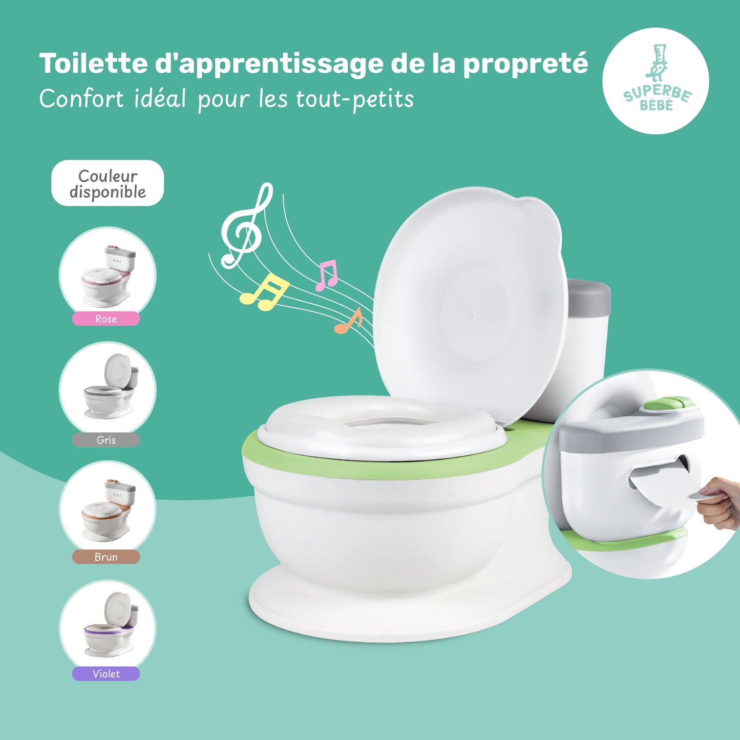 Pot d'apprentissage de la propreté avec bruit de chasse